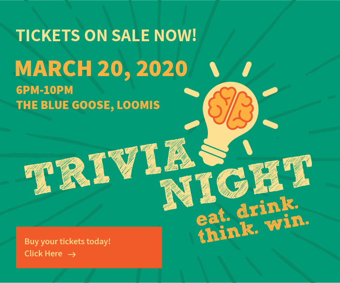 Wildlife Heritage Foundation Trivia Night on March 20, 2020 at The Blue Goose, Loomis